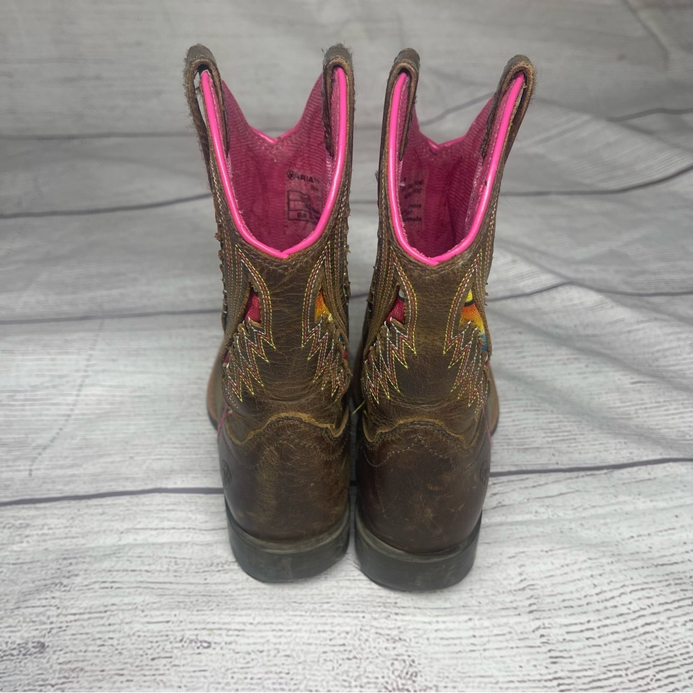 Ariat Girls Size 10 Quickdraw VentTEK Brown Western Boots - Picture 4 of 6